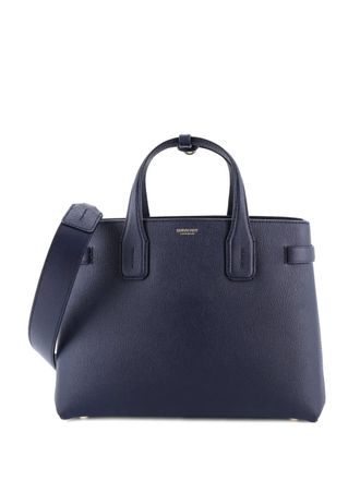 Burberry Banner NM Leather with House Check Canvas Medium tote bag - Blauw