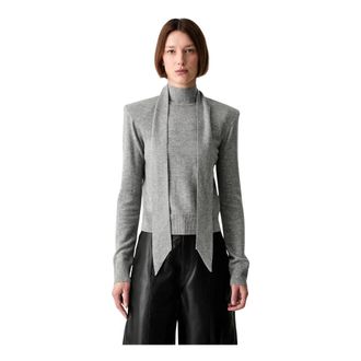 Rotate Maglione Girocollo in Lana con Fiocco - - Knitwear - Donna - Grigio - XS