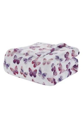 Luxury Home Ultrasoft Plush Throw Blanket in Rose Butterfly at Nordstrom Rack, Size Queen