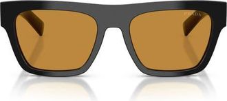 Prada 55mm Rectangular Sunglasses in Black /Dark Honey at Nordstrom