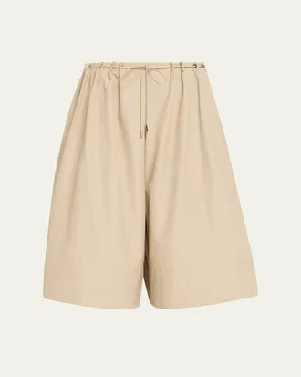 Brandon Maxwell Sutton Drawstring Wide-Leg Bermuda Shorts