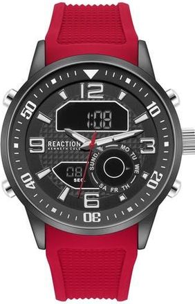 Kenneth Cole Reaction Analog Digital Silicone Strap Chronograph Watch, 46mm in Red at Nordstrom Rack
