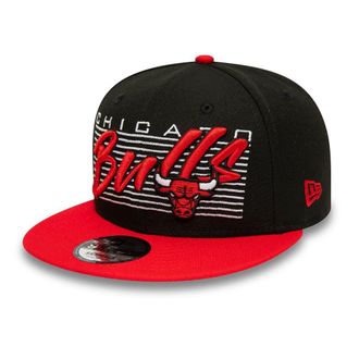 New Era 9Fifty Chicago Bulls Team Wordmark Snapback Baseball Cap Hat (as8, Alpha, s, m, Black/Red, S/M)