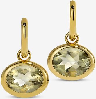 By Pariah Gelbgoldcreolen mit grünem Amethyst XL Orbit