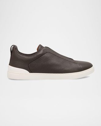 Ermenegildo Zegna Men & apos;s Triple Stitch Deerskin Leather Sneakers