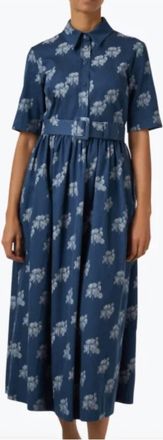 Exquise London Midi Dress In Indigo