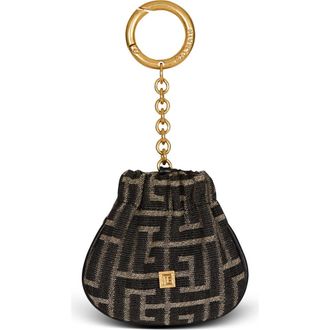 Balmain Pulse monogram jacquard key ring in Black at Nordstrom