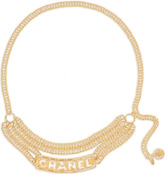 Chanel 1994 logo plaque chain belt - women - Gold Plated - One Size
