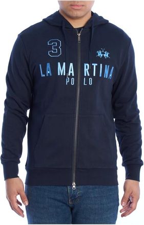 La Martina Hooded Zip-Up Sweatshirt - Heren - Vesten met rits - Blauw - S - Katoen - Hoodies & sweatvesten