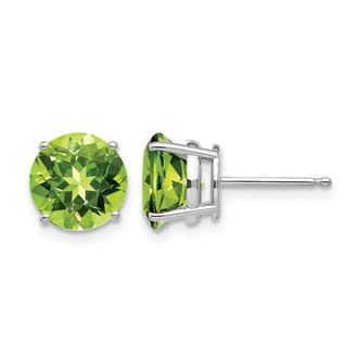 Diamond2Deal 14k White Gold 8mm Peridot Earrings