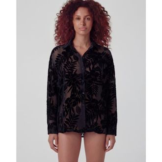Lords of Harlech Country Floral Velvet Devore Womens Shirt in Country Floral Black at Nordstrom, Size Xx-Large