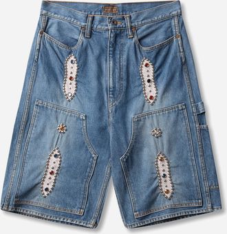 KAPITAL Men s 14oz Denim Shorts (Studs Remake) Washed Indigo
