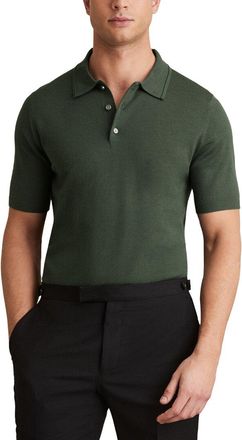 Reiss Manor Merino Half Butt Wool Polo Sweater