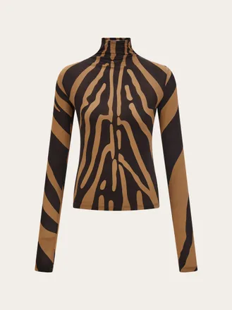 Ferragamo Women Stretch jersey turtleneck Brown