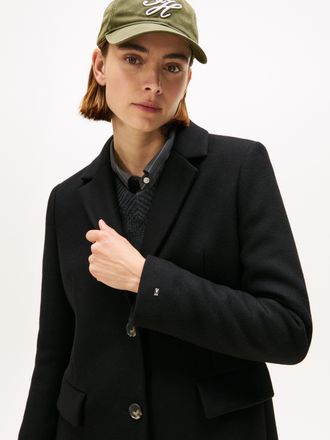 Tommy Hilfiger Langmantel TOMMY HILFIGER CLASSIC SB WOOL REG MAXI COAT, Damen, Gr. 40, schwarz, Web, Obermaterial: 72% Wolle, 25% Polyamid, 3% Kaschmir, unifarben, k