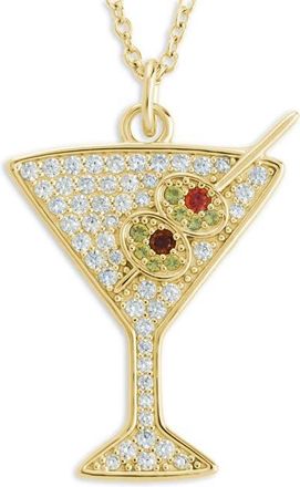 Sterling Forever Pav&eacute; Dirty Martini Pendant Necklace in Gold at Nordstrom