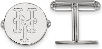 Diamond2Deal Sterling Silver Rhodium Plated Major League Baseball New York Mets N-Y Cuff Links