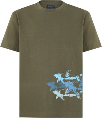 Paul & Shark Katoenen T-shirt met print - Heren - T-shirts - Groen - L - Katoen - Tops