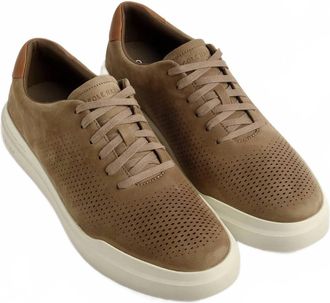 Cole Haan Mens Grandpro Rally Laser Cut Sneaker In Irish Coffee Nubuck/golden Honey