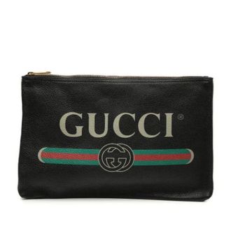 Gucci Pre-owned Clutches, female, Black, Size: ONE SIZE Pre-owned Printed Leather Clutch