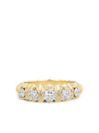 Lizzie Mandler 18kt yellow gold Crescent diamond ring - women - White Diamond/18kt Yellow Gold - 7