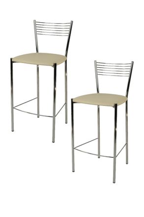 Tommychairs Tommychairs 2 Taburetes Elegance Acero Cromado Asiento Polipiel Lin