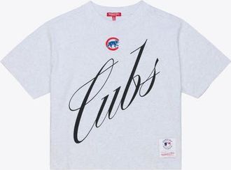 Mitchell & Ness Womens Mitchell & Ness Heather Gray Chicago Cubs Script Cropped Boxy T-Shirt at Nordstrom, Size Xx-Large