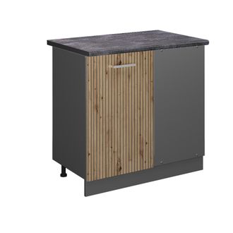 Vicco Armario De Esquina R-line, Roble Artesanal, 86 Cm, Et Antracita