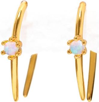 Girls Crew Todos Santos Imitation Opal Hoop Earrings in Gold at Nordstrom