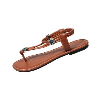 Generic Womens Flat Sandals Lightweight Casual Summer Sandal Stylish Breathable Classic Comfortable Elegant Thong Sandals with Elastic Strap Beach Outdoor