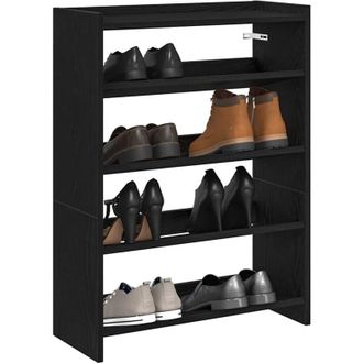 vidaXL Scarpiera Nera 60x25x81 cm in Legno Multistrato - Vidaxl