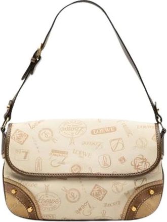 Loewe Pre-owned Shoulder Bags, female, Beige, Size: ONE SIZE Pre-owned Canvas Shoulder Bag