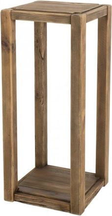 Macabane Mesita alta marrón de madera de pino reciclada de 37,5x37,5x88,5 cm