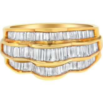House of Brilliance 14KT Yellow Gold 1 1/4 cttw Diamond Multi-Row Band Ring at Nordstrom, Size 7