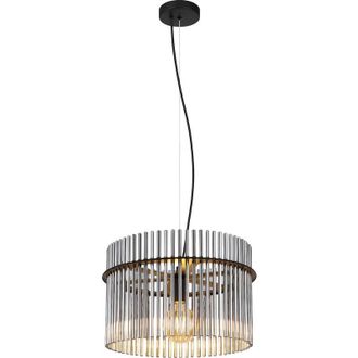 Globo Lighting Luce a Sospensione Nero e Cromo Con Pendenti Fumo