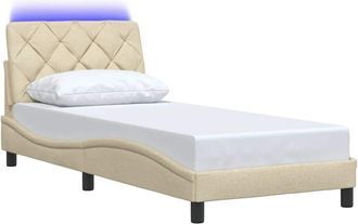 vidaXL Estructura De Con Led Sin Colch&oacute;n Tela Crema 90x200 Cm Vidaxl