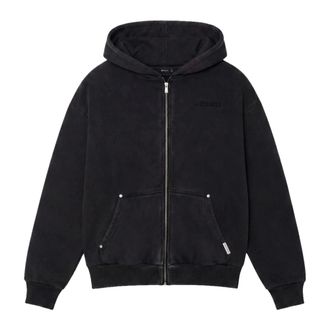 Carlo Colucci Zip-hoodie met Used-Look - Heren - Sweatshirts & Hoodies - Zwart - Maat: 2XL Katoen