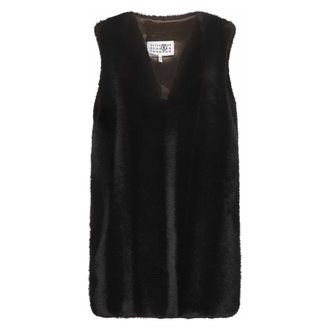 Maison Margiela Vests, female, Brown, Size: XS Brown V-Neck Sleeveless Dress