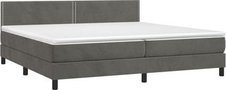 vidaXL Vidaxl - Cama Box Spring Colch&oacute;n Y Led Terciopelo Gris Oscuro 200x200 Cm