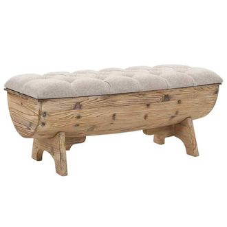 vidaXL Cassapanca In Legno Massello E Tessuto 103x51x44 Cm - Vidaxl