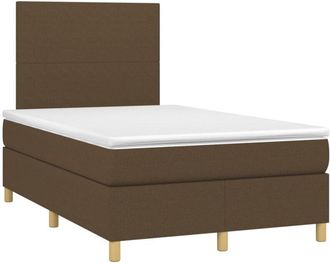 vidaXL Vidaxl - Cama Box Spring Con Colch&oacute;n Y Led Tela Marr&oacute;n Oscuro 120x200 Cm