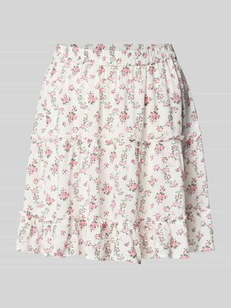 Pieces Ausgestellter Mini-Rock mit Allover-Muster Modell NYA in Weiss, Gr&ouml;&szlig;e L