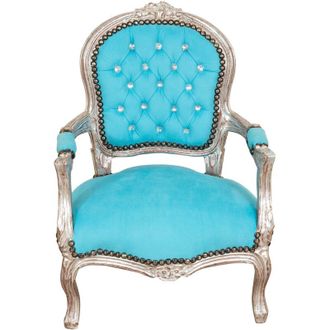 Biscottini International Silla Infantil De Cocina Y Comedor De Madera Sill&oacute;n Infantil Con Brazos 72x50x49 Cm Sill&oacute;n Dormitorio Acolchado Estilo Franc&eacute;s