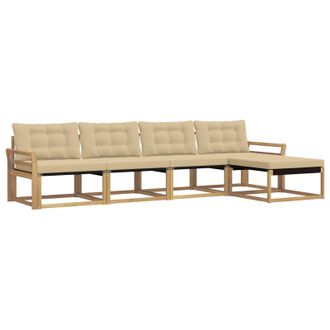 vidaXL Conjunto De Sof&aacute;s De Exterior Con Coj&iacute;n 5 Pcs Y Beige Vidaxl