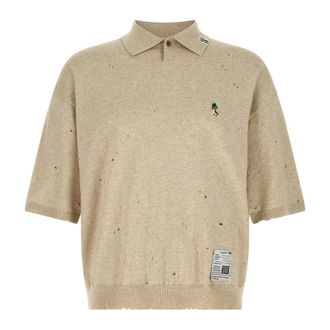 Miharayasuhiro Logo-Embroidered Polo Shirt - male - MIHARA YASUHIRO - Polo Shirts - Beige - L - Tops