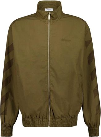 Off-white Diagonal Katoenen Tracktop - Heren - Bomber jackets - Groen - XS - Katoen - Jassen