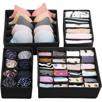 OEM Juego De 4 Organizadores De Cajones Plegables (de Diferentes Tama&ntilde;os), Organizador De Cajones Para Calcetines Y Ropa Interior, Organizador De Tela Par