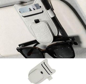 No Brand Soporte Magn&eacute;tico Para Gafas De Coche De 2 Piezas, Fabricado En Piel Sint&eacute;tica Con Portabol&iacute;grafos/tarjetas, Resistente A Los Ara&ntilde;azos Para Parasol, C