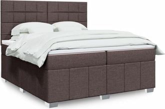 vidaXL Vidaxl - Cama Box Spring Con Colch&oacute;n Tela Marr&oacute;n Oscuro 200x200 Cm