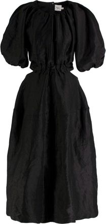 Aje Mimosa Black Puff Sleeve Midi Dress Size S